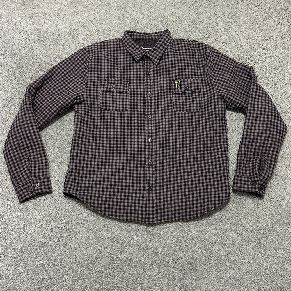 Monster Energy Quilted Flannel Shirt Jacket XXL Grunge